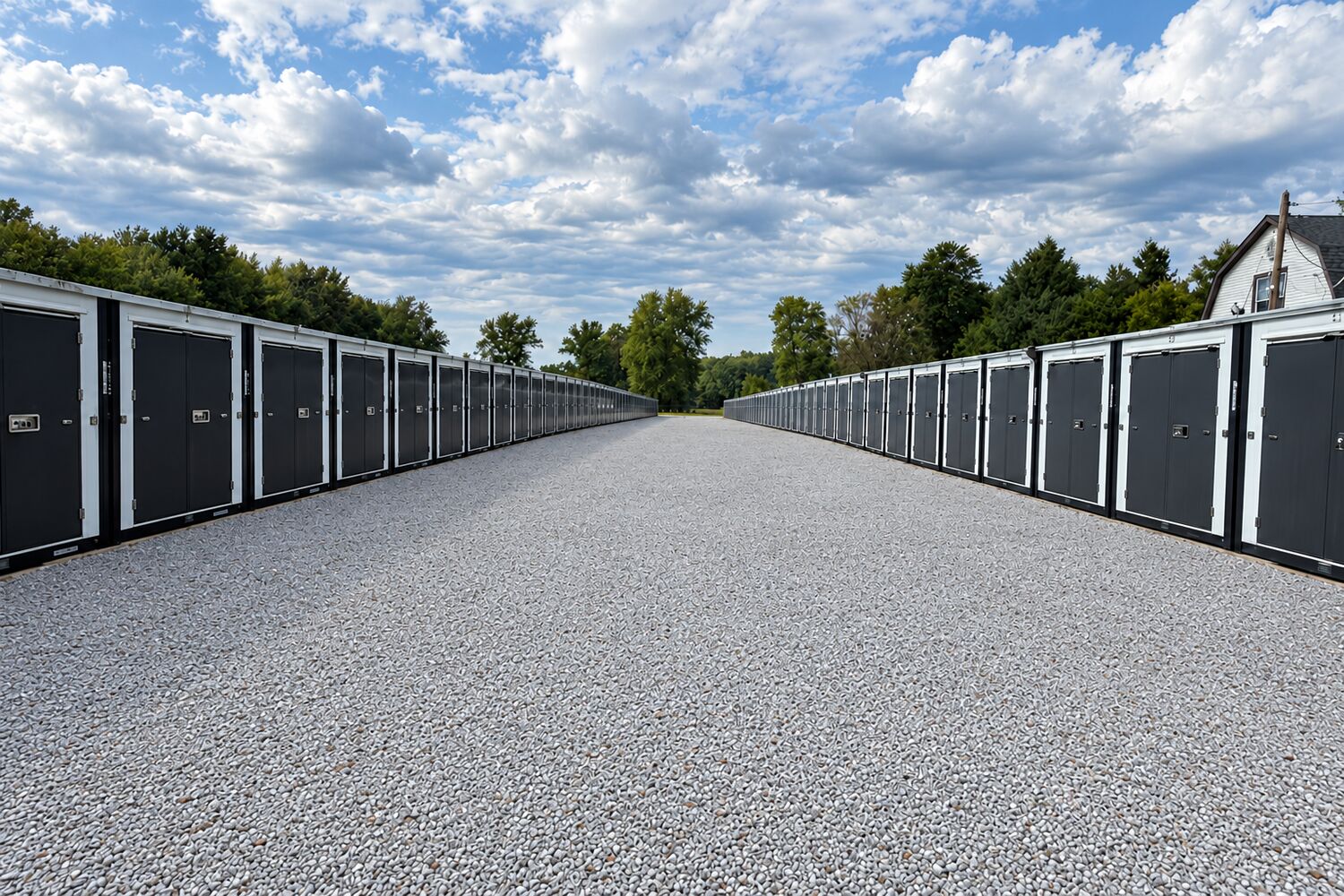 Owensville Storage Drive Aisle Blue Sky